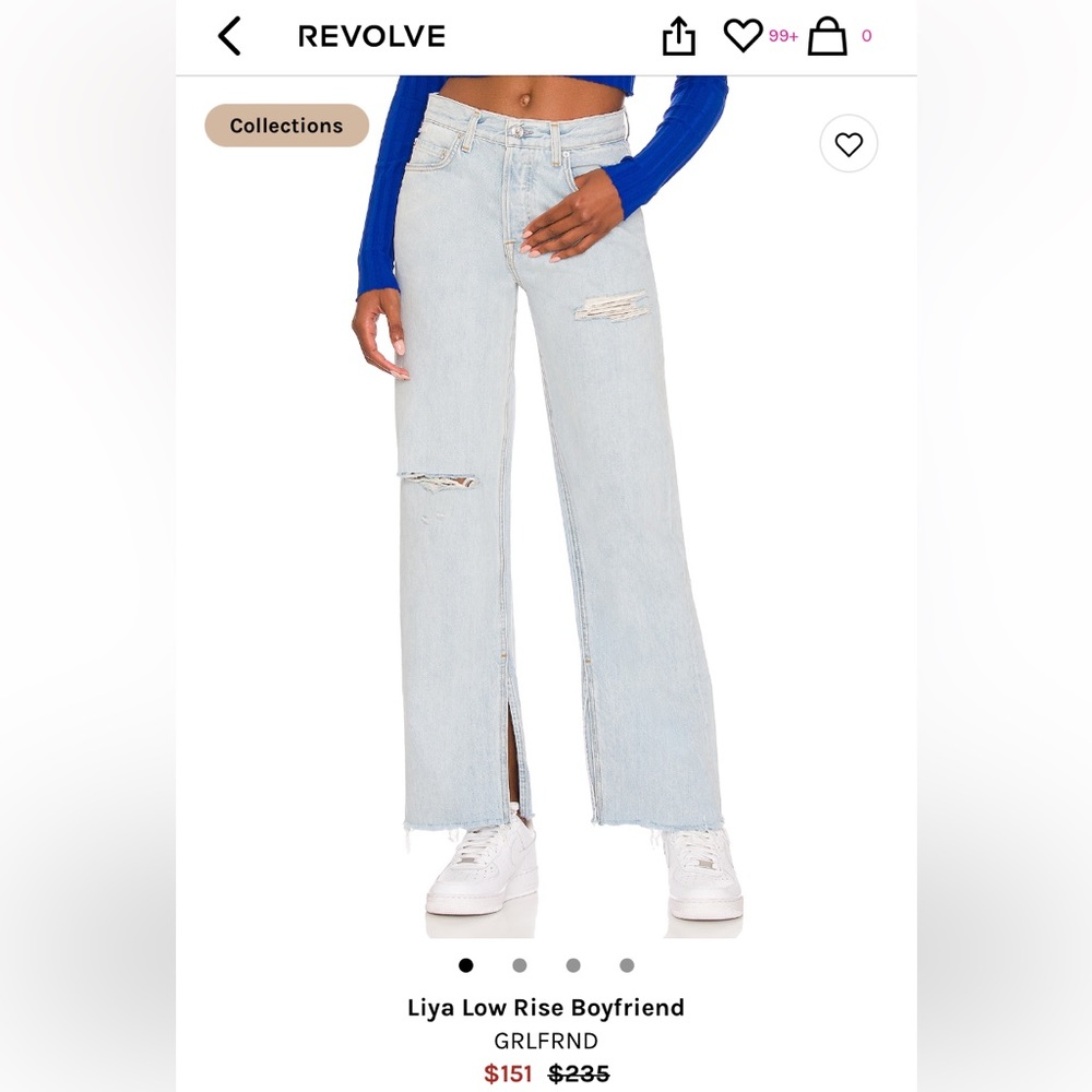 GRLFRND denim Liya Low Rise Boyfriend